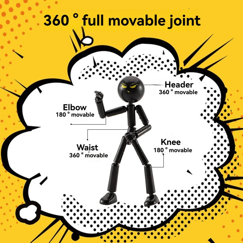 DIY Poseable Stick Man Figure Building Kit Articulated Action Figure with Weapons and Movable Limbs Assembly Toys for Kids Teens