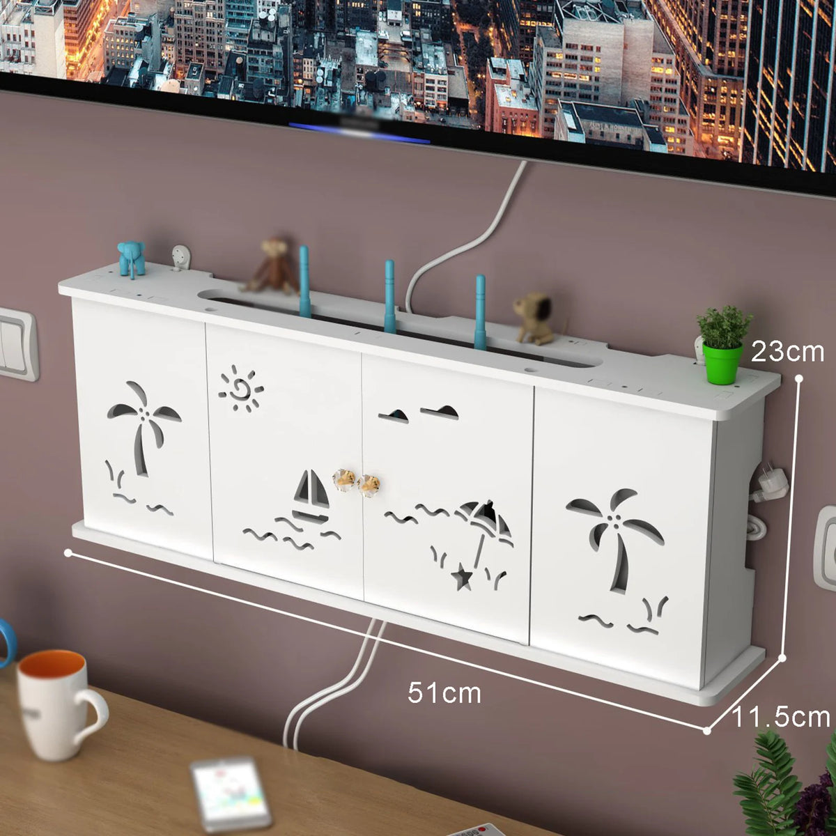 Punch-free Double Layers Wall Shelf TV set-top Box Rack Living Room Router Wall Hanging Storage Box Wireless Wifi Router Shelf