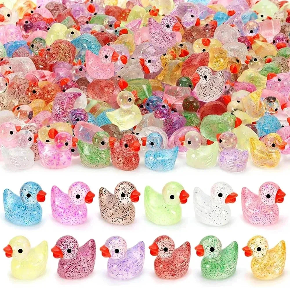 Glitter Miniature Resin Duck Mini Tiny Ducks for DIY Garden Micro