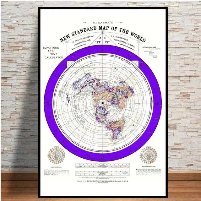 Flat Earth Map Movie World Map Modern Poster Prints Canvas Painting Wall Art Pictures for Living Room Home Decor