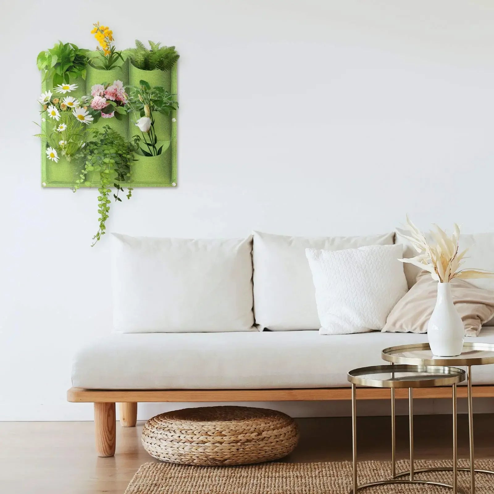 Felt Vertical Wall Planter Outdoor Herb Vegetable Hanging Garden Plant Holder for Railing, Balcony, Fence,Plant growth bag，