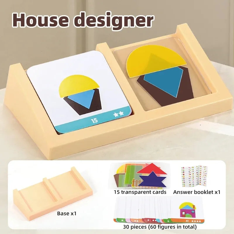 House Designer Toy Puzzle for Kids, Enhances Spatial Thinking and Logical Imagination, Educational Board Game