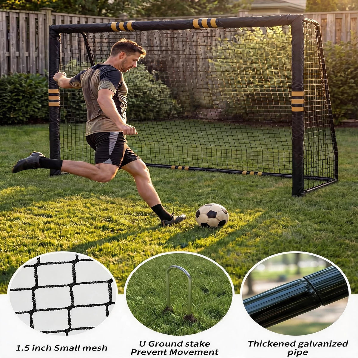 10x6.5FT Soccer Goal For Backyard Heavy Duty Galvanized Steel