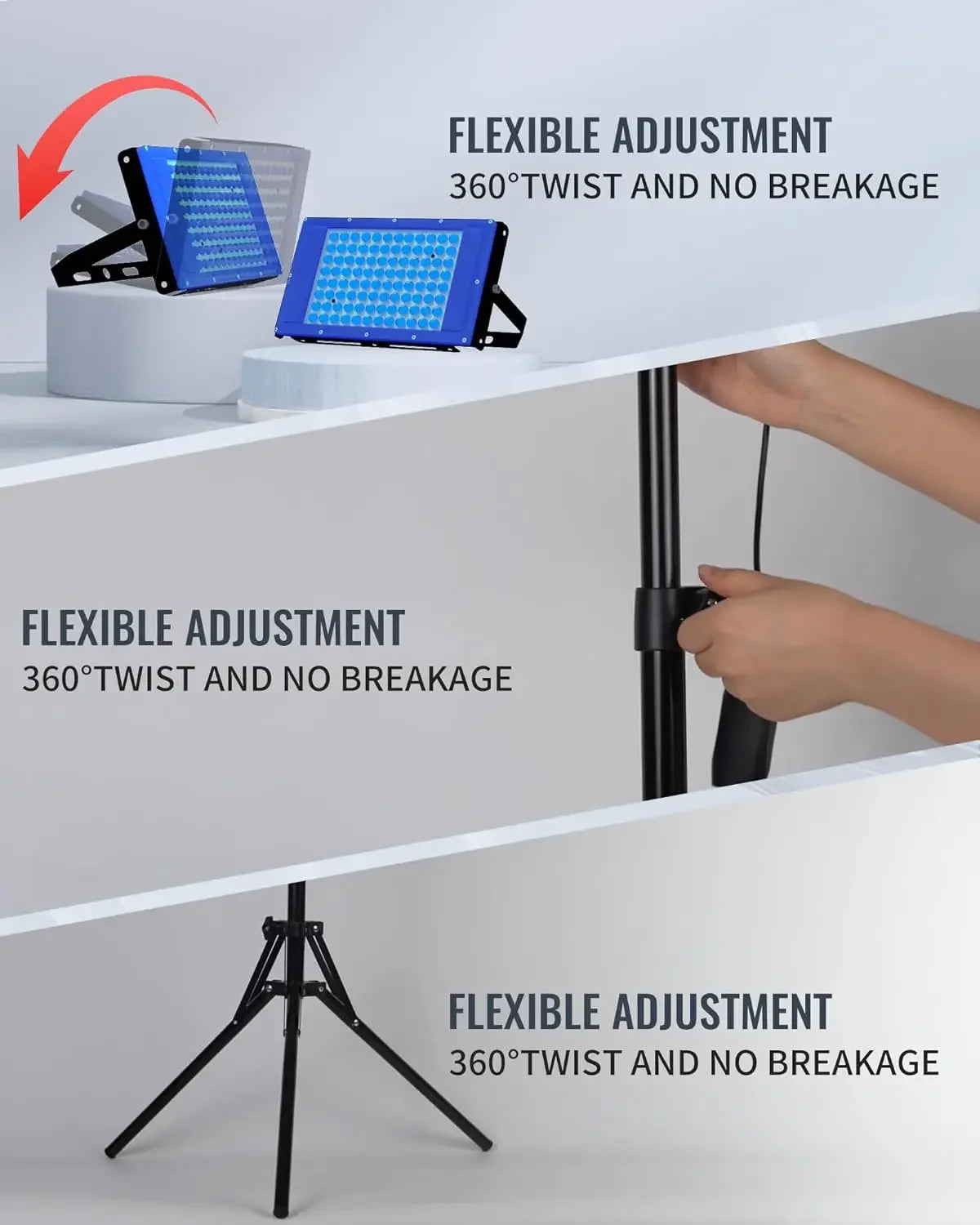 Ultraviolet Tanning Lamp 50W Tripod Solarium Lamp for Tanning Body 96PCS Blue Light Lamp Wavelength 460nm & 480nm Skin Care