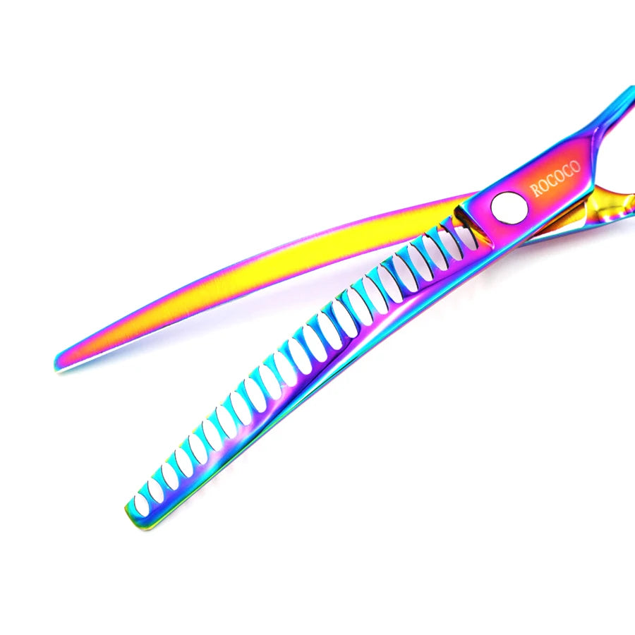 Professional 8 inch 7 inch 6.5" High Quality Pet Dog Grooming Scissors Curved Shark Thinning Shears Cat Dog Barber Scissors