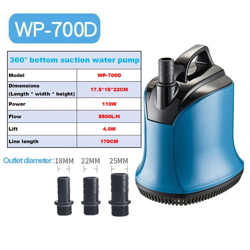 Submersible pump, low water level silent filtration circulation pump, small aquarium water pumping bottom suction pump