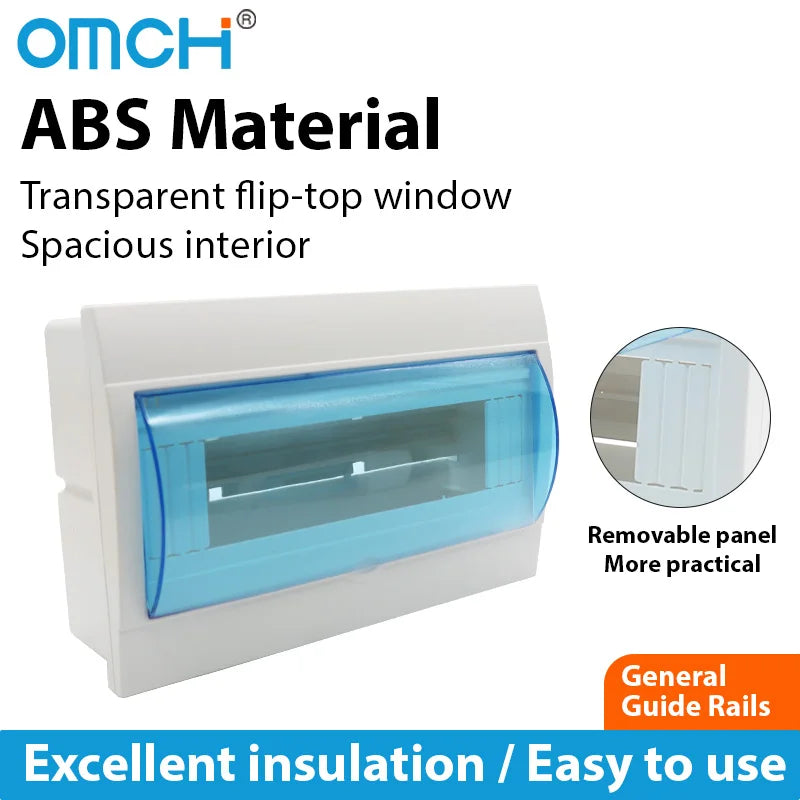 OMCH IP30 Indoor Distribution Box Plastic Consumer Unit Enclosure with Transparent Window ABS Plastic Power Distribution Box