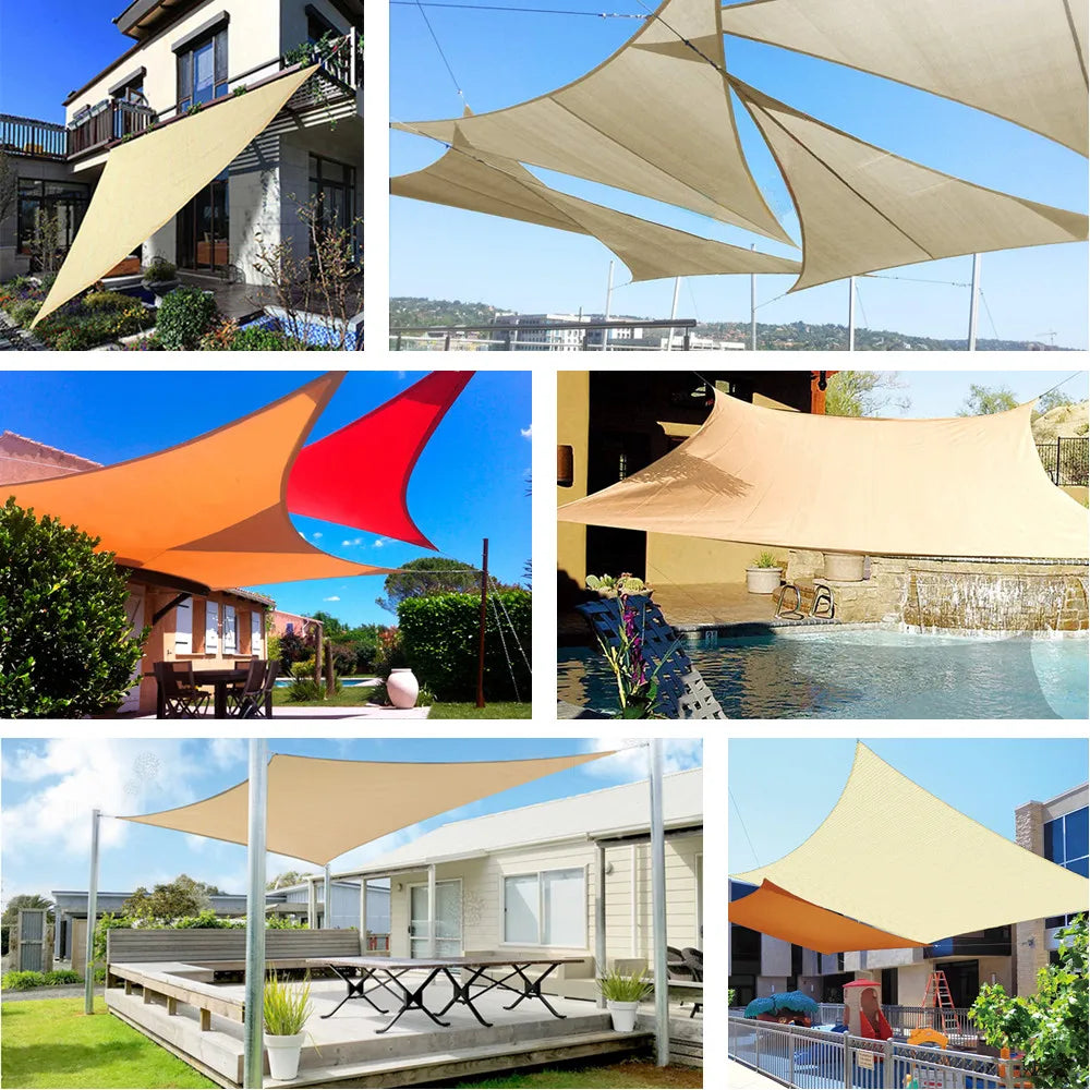 Waterproof Sun Shade Sail Square Rectangle Triangle Garden Canopy UV Block Pool Shade Cloth Sun Shelter Camping Hiking Tents