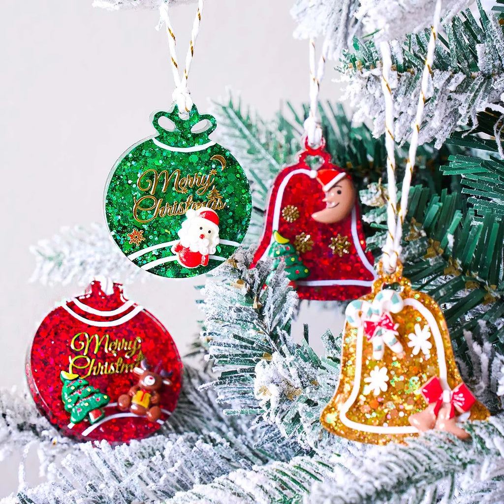 DIY Round Christmas Pendant Silicone Mold Handmade Crown Bell Plaster Resin Mold Ornaments Tree Hanging Craft Decor Party Decor