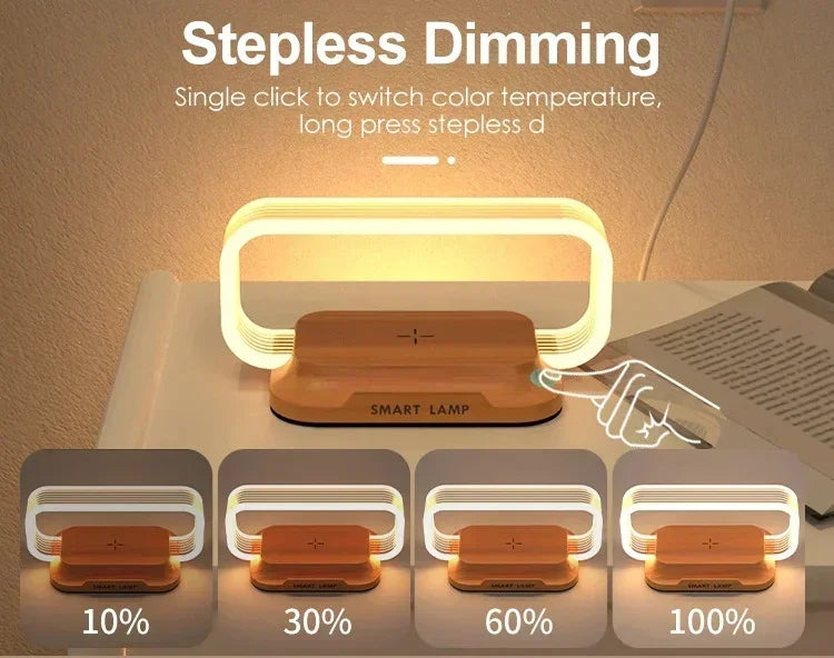 LED  Night Light Wireless Charger Stand Table Desk Lamp Mobile Phone Holder Fast Charging Station Dock For iPhone Samsung Xiaomi