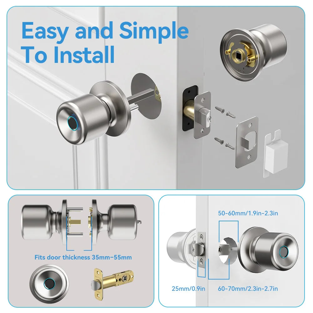 YFK Keyless Entry Smart Door Lock Knob Fingerprint App