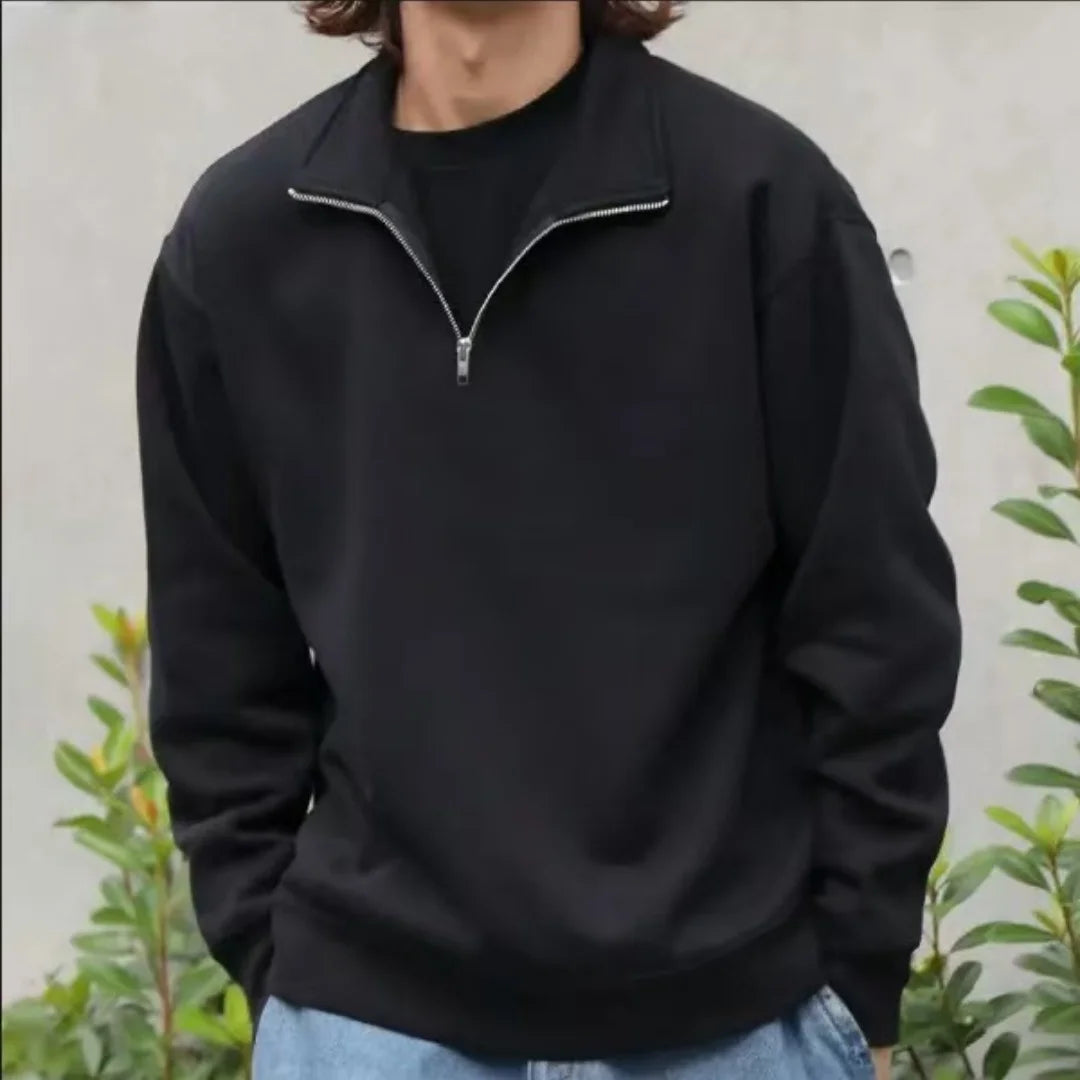 Men Casual Fleece Sweatshirts Tops Men Sport Classic Stand