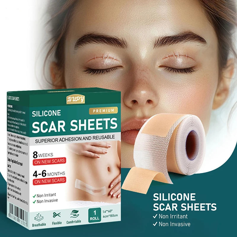 New 1 Roll Silicone Scar Sheets Gel Scar Patch 4cmX150cm Self-Adhesive Scar Cover Tape Reusable And Effective Skin Care Strips