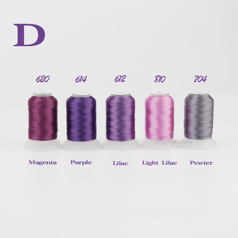Rhapsody 40WT Polyester Embroidery Machine Thread 550Y 60 Colors Brother Babylock Janome Singer Pfaff Husqvarna Bernina Sewing