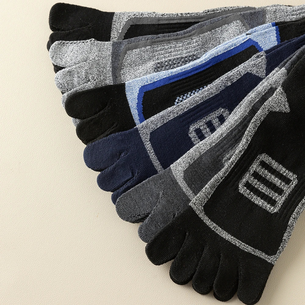 3 Pairs Fleece Toe Socks Men Autumn Winter Warm Five Finger Socks Man High Quality Cotton Sports Crew Socks Running