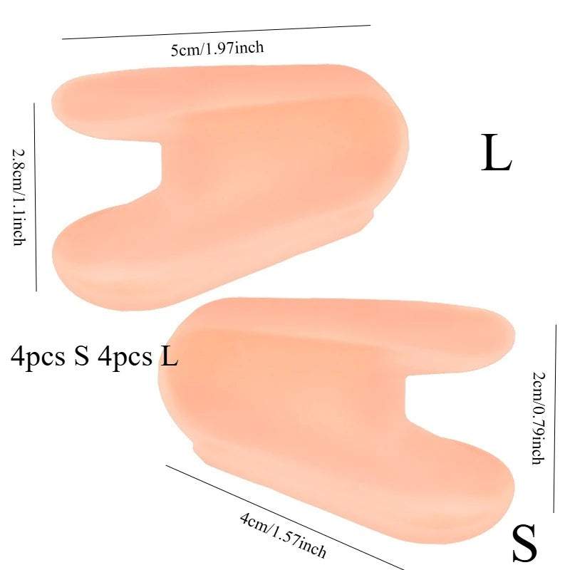 Gel Toe Separators, Suitable for Overlapping Toes, Toe Friction, Blisters, Calluses, Shoe Pressure, Toe Pain,Flared Design(8pcs)