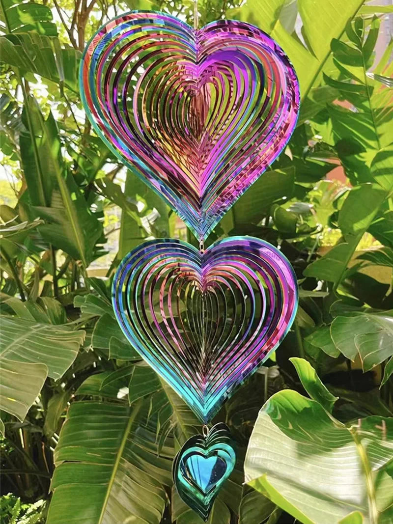 Love 3D Wind Chimes Spinner Bell Pendant For Room Wedding Party Christmas Decor Garden Decoration Outdoor Hanging Windchimes
