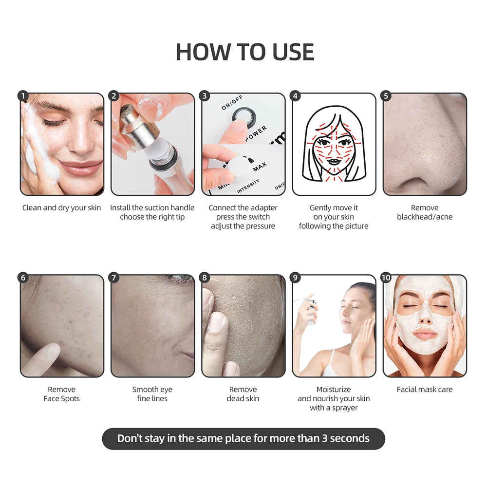 Professional Diamond Microdermabrasion Machine Water Spray Exfoliation Face Peeling Beauty Machine Pore Deep Cleaning Skin Care