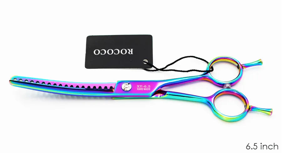 Professional 8 inch 7 inch 6.5" High Quality Pet Dog Grooming Scissors Curved Shark Thinning Shears Cat Dog Barber Scissors