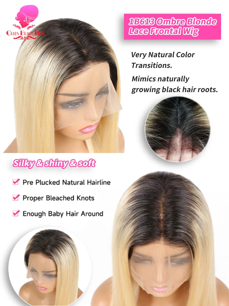 Ombre Blonde Human Hair Lace Front Wig
