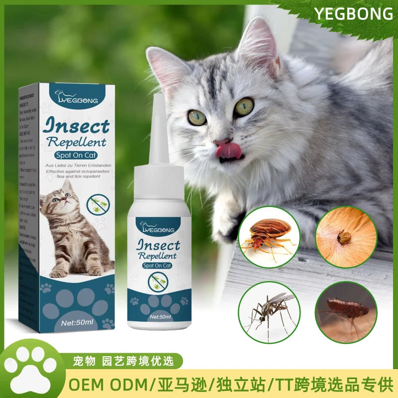 Pet Fleas Killer Drops Lice Mite Removal  Insect Repellent for Cats and Dogs, Skin Cleaning in Vitro Pet Anti Tick Drops Agent