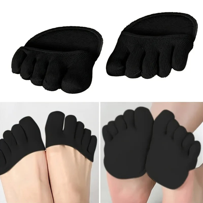 Summer Half Palm Five Fingers Socks Invisible Thin High Heel Front Foot Open Toe Socks Women Shallow Sandals Split-Toe Sock