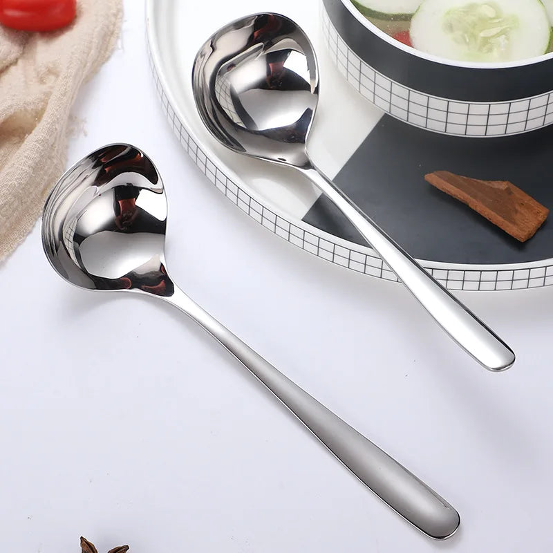 Stainless Steel Thickening Spoon Creative Long Handle Hotel Hot Pot Spoon Soup Ladle Korean Soup Scoop Home Kitchen Tools