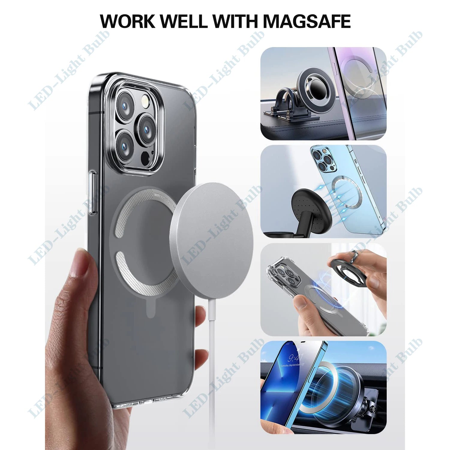 6Pcs for Magsafe Magnetic Plate Ring Universal Metal Sticker Support Wireless Charger Metal Plate Sheet for Magnet Car Holder