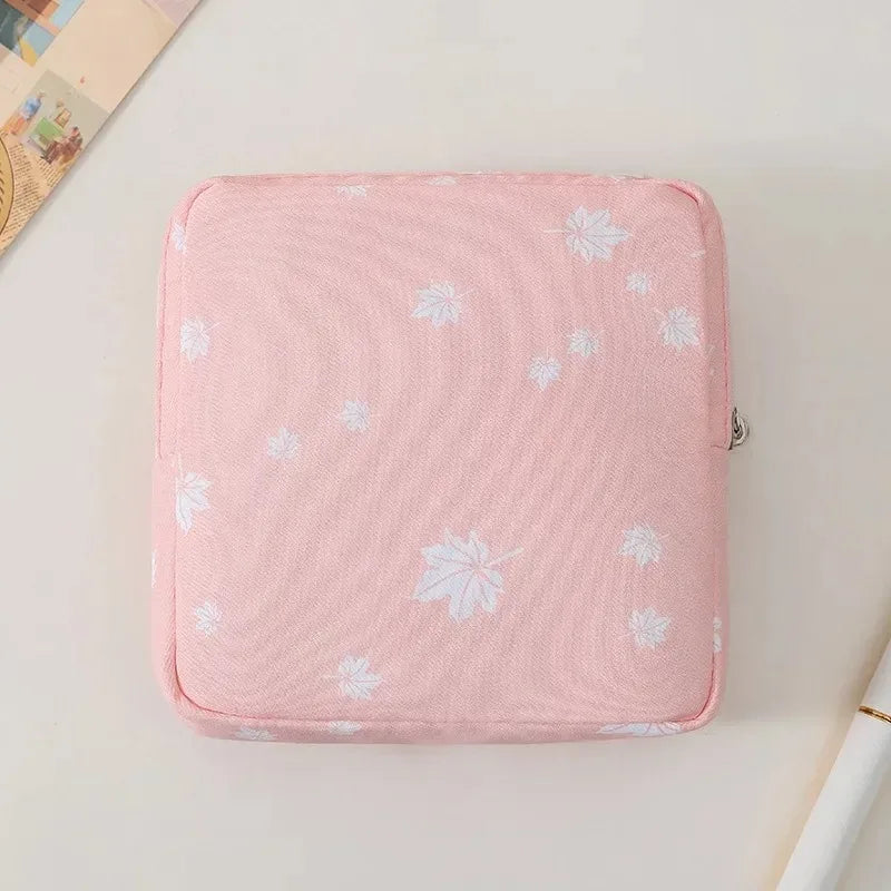 Women Girls Kawaii Napkin Sanitary Pads Bag Pouch Organizer Cosmetic Makeup Tampon Bags Cute Travel Gadgets Lipstick Storage Bag
