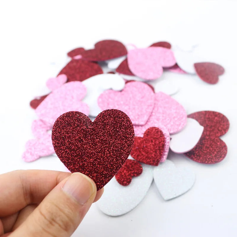 Foam Glitter Sticker DIY Love Heart Adhesive Sticker for Gift Box