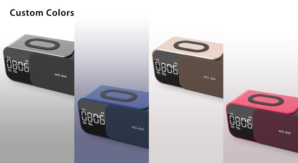 WD-500 Digital Led Mirror Alarm Clock Night Light Led Bluetooth Speakers with Wireless Charger Stereo Speakers