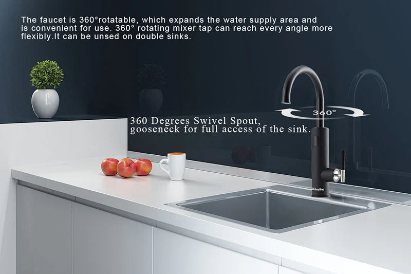 Briwellna Electric Water Heater 220V Flowing Heater Kitchen Faucet 2 in 1 Tap Tankless Water Heating Mixer Electric Geyser