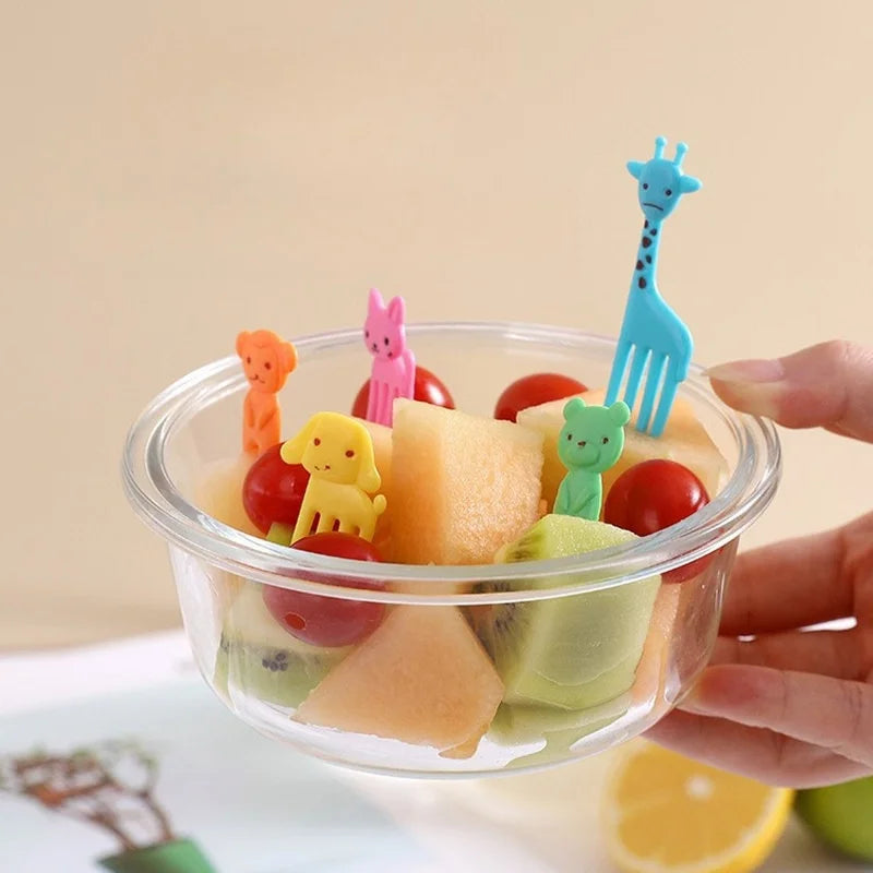 40PCS Fruit Fork Cartoon Kids Cake Fruit Toothpick Mini Animal Fork Food Grade Plastic Bento Lunch Bento Accessories Party Decor