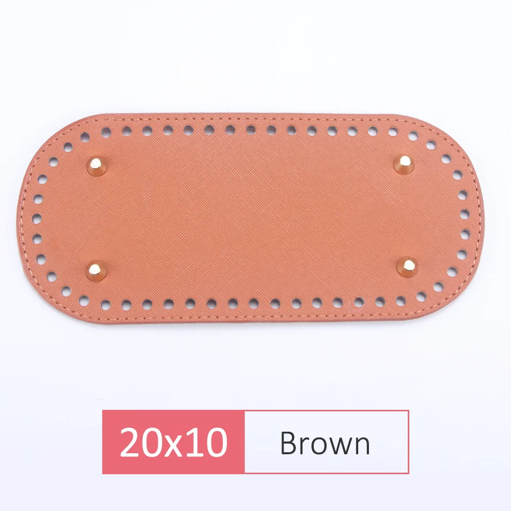 QJH 1 Pcs PU Leather Oval/Round Long Knitting Crochet Bags Bottom for Thick Yarn DIY Weaving Supplies Home Decor Purse Making