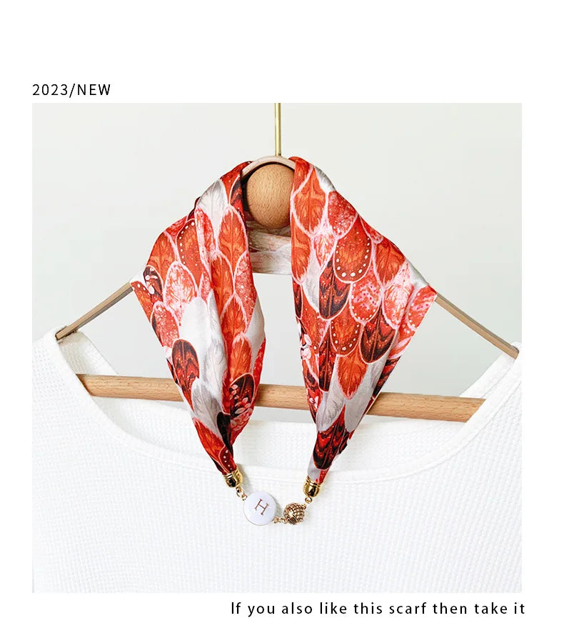 Imitation Silk Scarf Magnetic Buckle Necklace Pendant Wearing Spring and Autumn Cervical Protection for Women