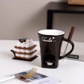 ceramic chocolate fondue mug set cheese fondue mug with fork no candle