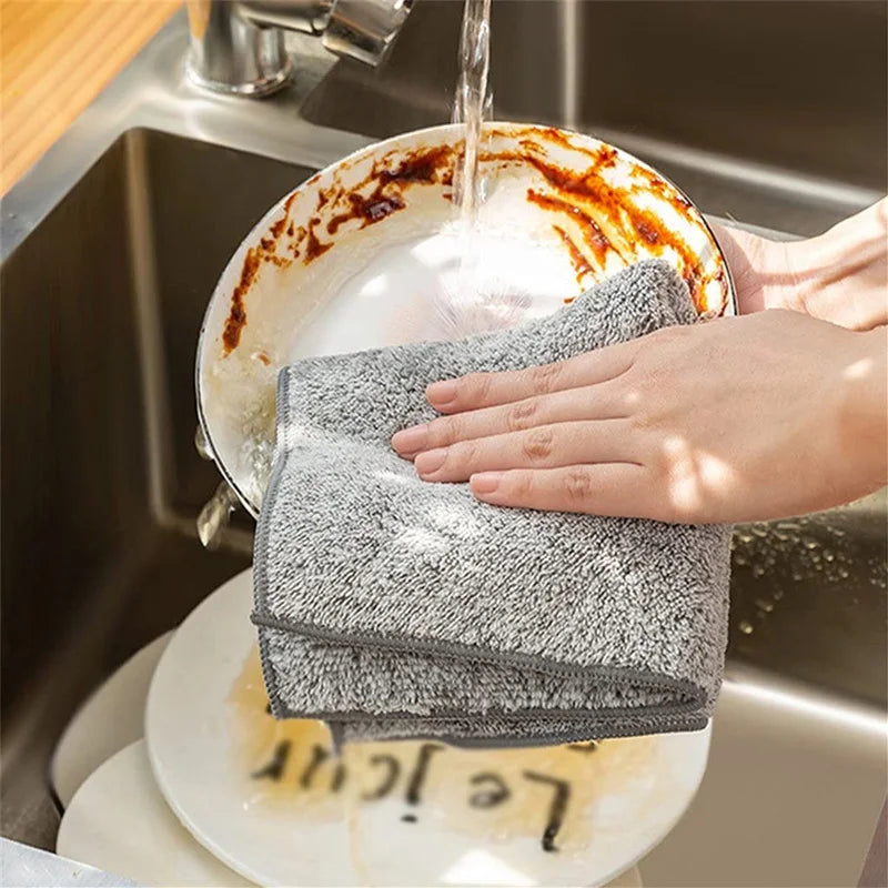 Microfiber Kitchen Towel Set Bamboo Fier Towels for Kitchen Napkin Soft Dish Cloth Absorbent Cleaning Cloth Rags1/2/4/5Pcs