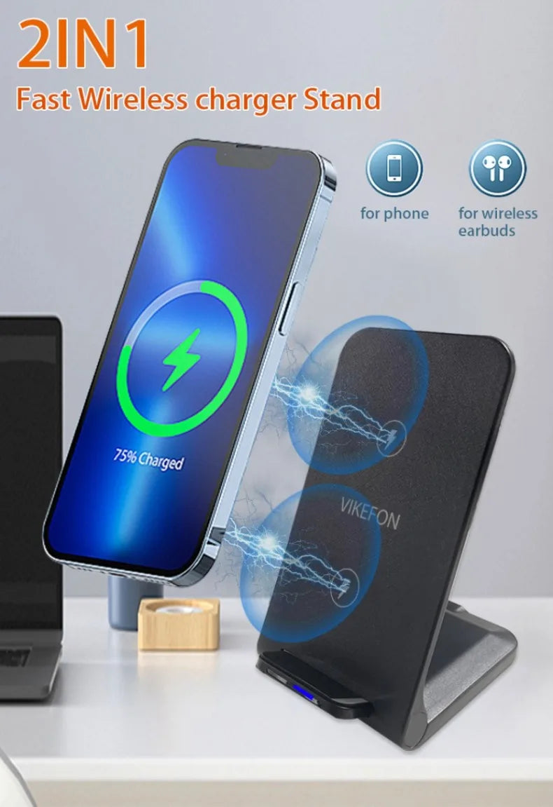30W Foldable Wireless Charger Stand Pad For iPhone 14 13 12 11 Pro Max X Samsung S21 S20 Fast Charging Dock Station Phone Holder