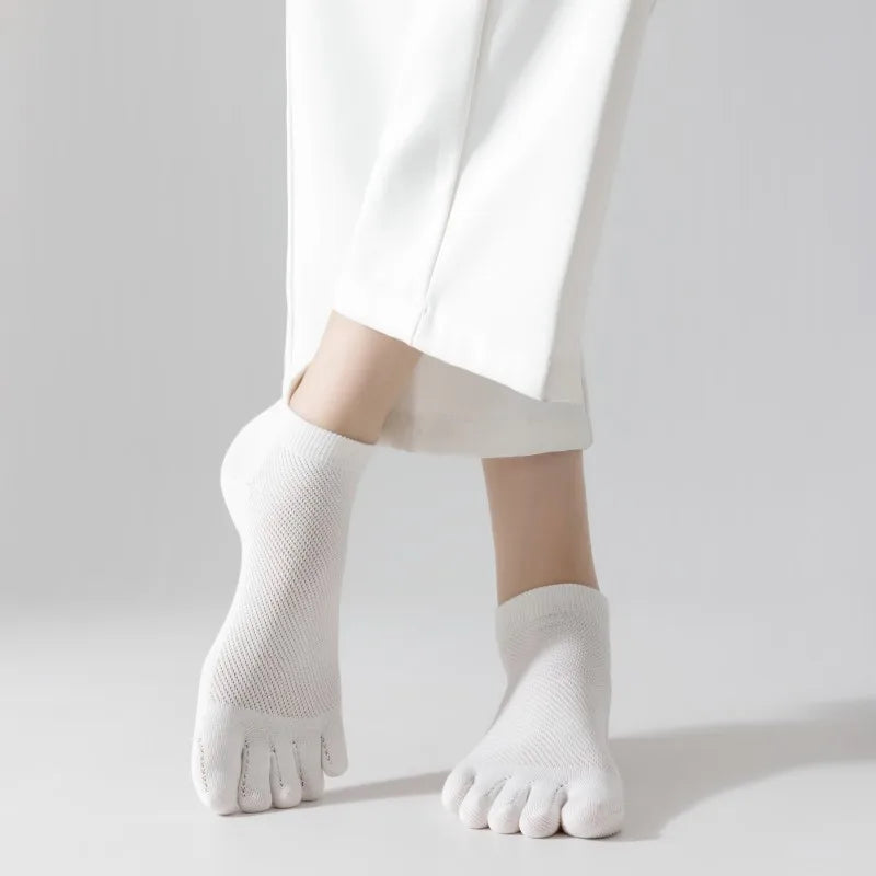 5 Pairs Summer Women Five Finger Socks 5 Pairs Candy Color Soft Cotton Breathable Mesh Split Toe Socks Girls Outdoor Sports Sock