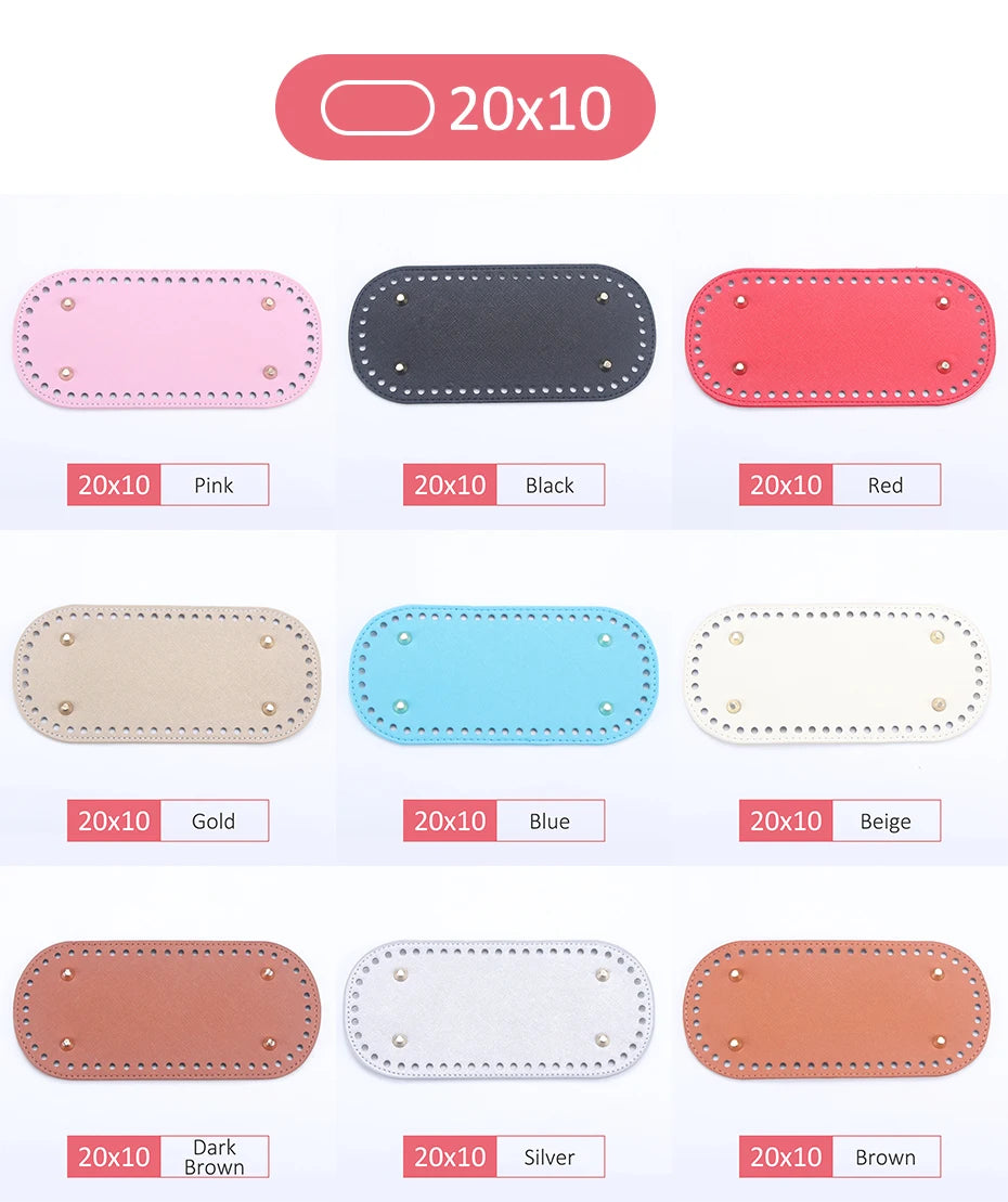 QJH 1 Pcs PU Leather Oval/Round Long Knitting Crochet Bags Bottom for Thick Yarn DIY Weaving Supplies Home Decor Purse Making