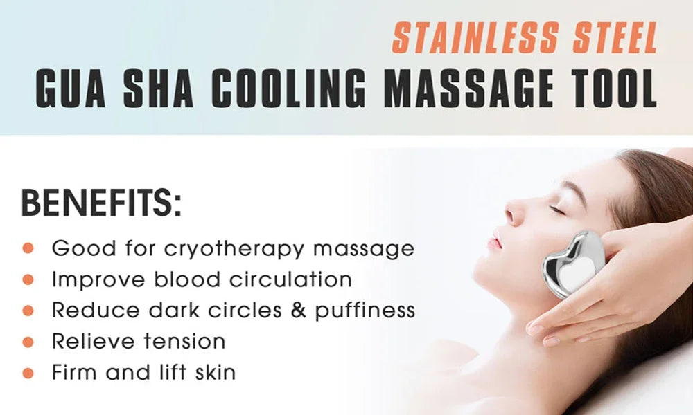 Gua Sha Board Ice Globes for Facials Stainless Steel Ice Roller for Face and Neck Facial Cryo Roller Massager Skin Care Tool
