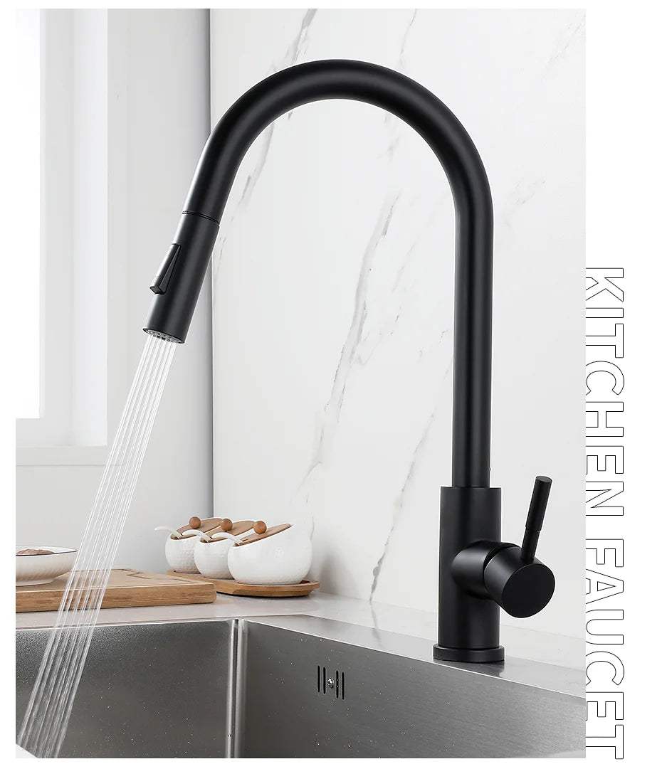 Black Smart Touch Kitchen Faucet Crane For Sensor Kitchen Water Tap Sink Mixer Rotate Touch Faucet Sensor Water Mixer 1015