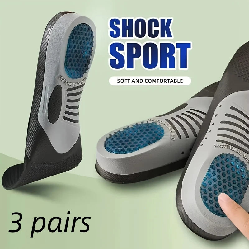 1 Pair Sports & Work Insoles – Thickened, Breathable, Odor-Resistant – Support, Anti-Sprain, Cushioning – Unisex Non-Slip Basket