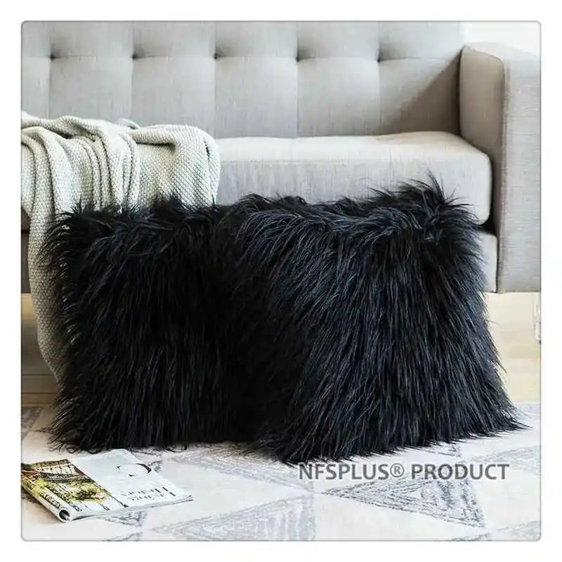 Plush Decorative Pillow Covers Pillowcase 18x18 inch Black White Red Green Purple Grey 45x45cm Throw Pillow Sofa Cushion Cover