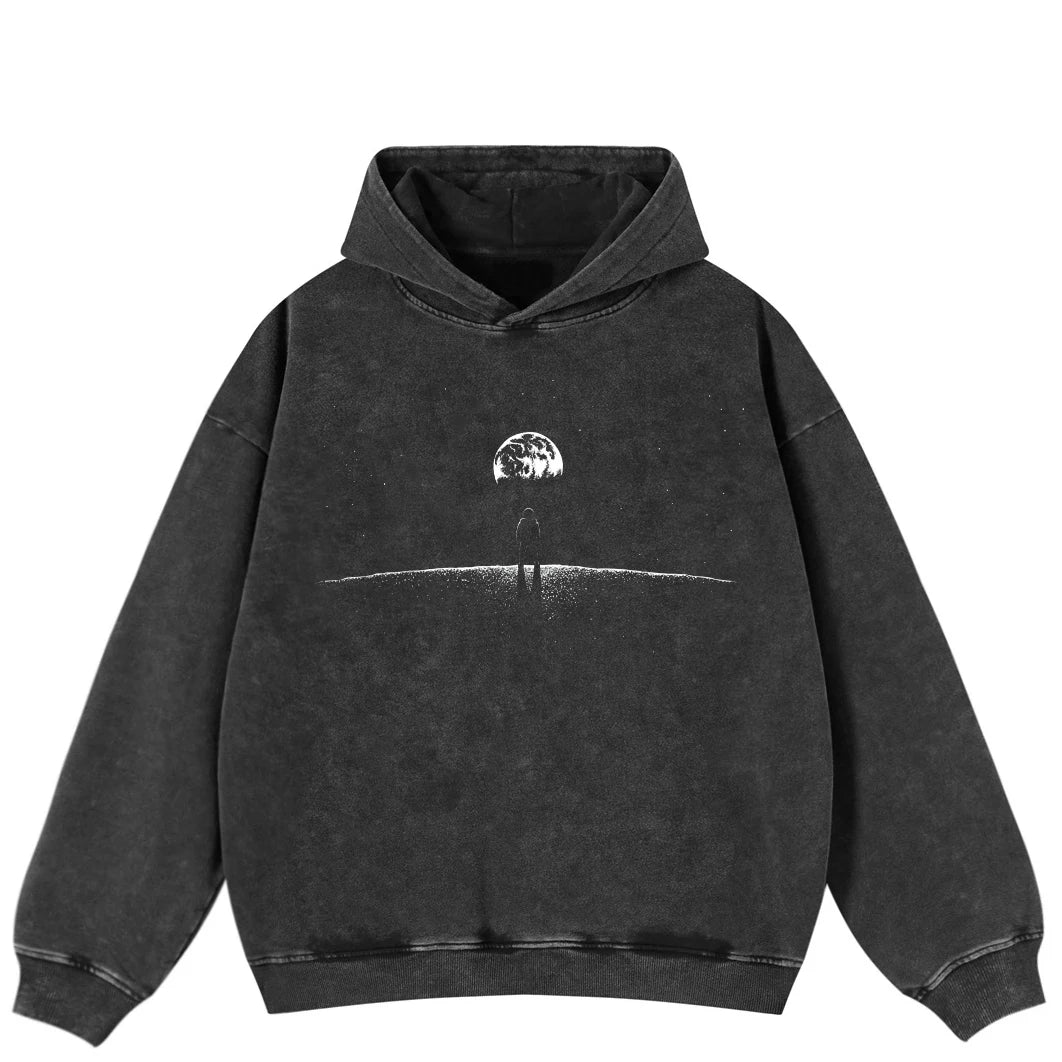 2025 Hip Hop Oversize Hoodie Sweatshirt Men Streetwear Retro Movie Vampurr Cat Graphic Harajuku Washed Black Hooded Pullover