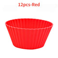 12pcs/Set Silicone Cake Mold Round Shaped DIY Cake Decorating Tools Muffin Cupcake Baking Molds Kitchen Cooking Bakeware Maker