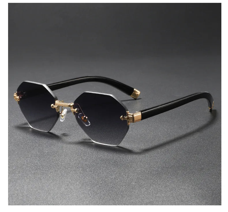 2025New Man Woman Rimless sunnies Gradient UV400 Fashion Trend Fashion Show Sun Glasses