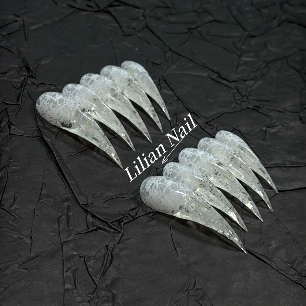 10Pcs Spice Girl Colorful Handmade Full Cover False Nail Y2K Long Dragon Shape Claw Cat Eyes Gradients Reusable Press On Nails