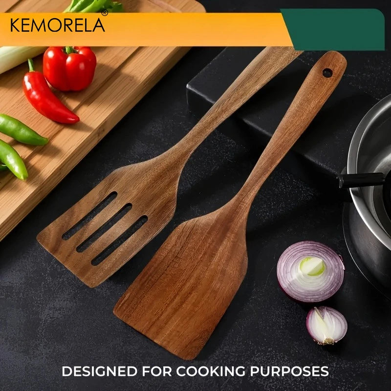 Wooden Cooking Spatula Set - Natural Wooden for Baking