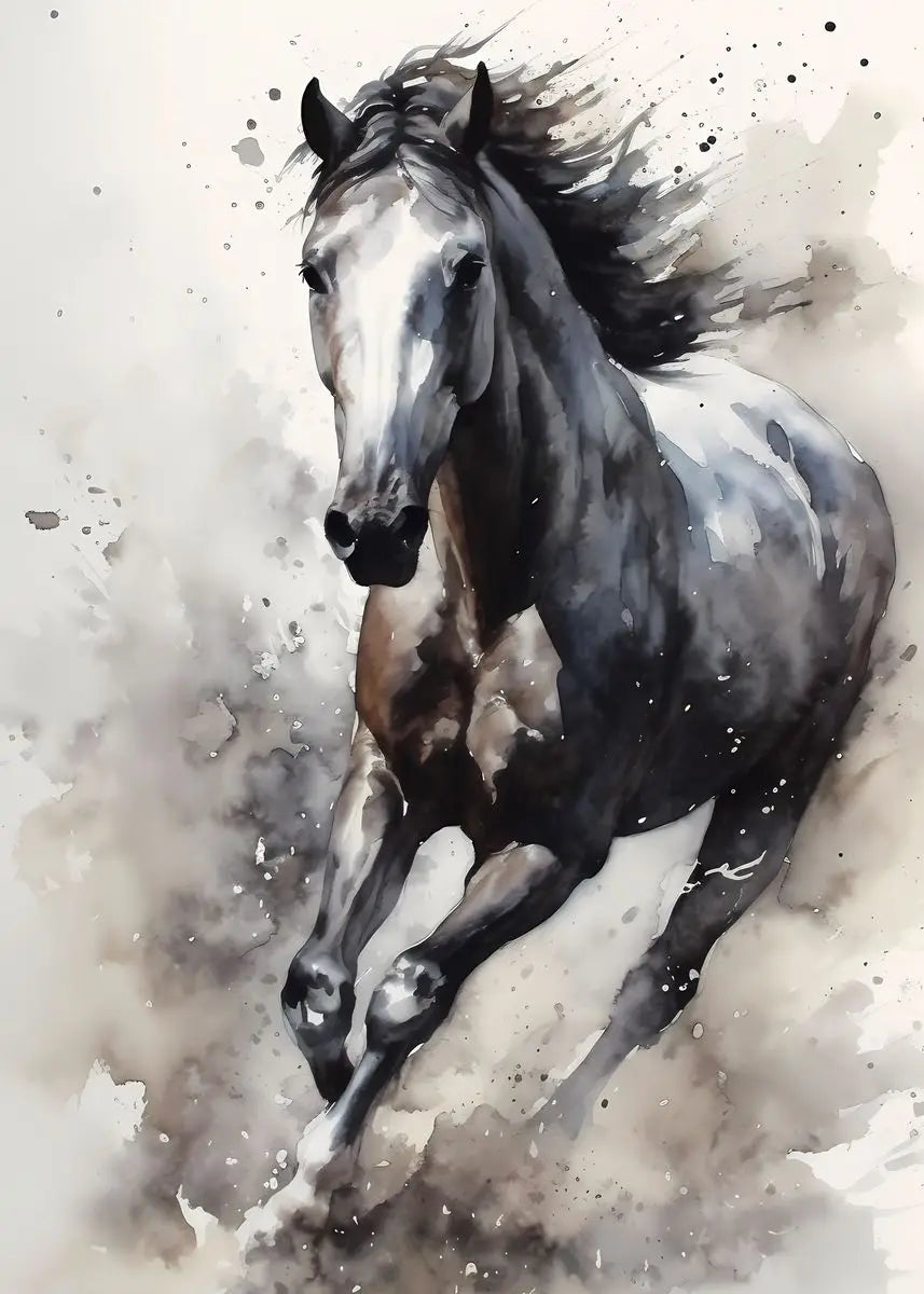 Handsome Horse Watercolor Painting Canvas Poster Animals Wall Art Pictures for Living Room Bedroom Playroom Modern Home Decor